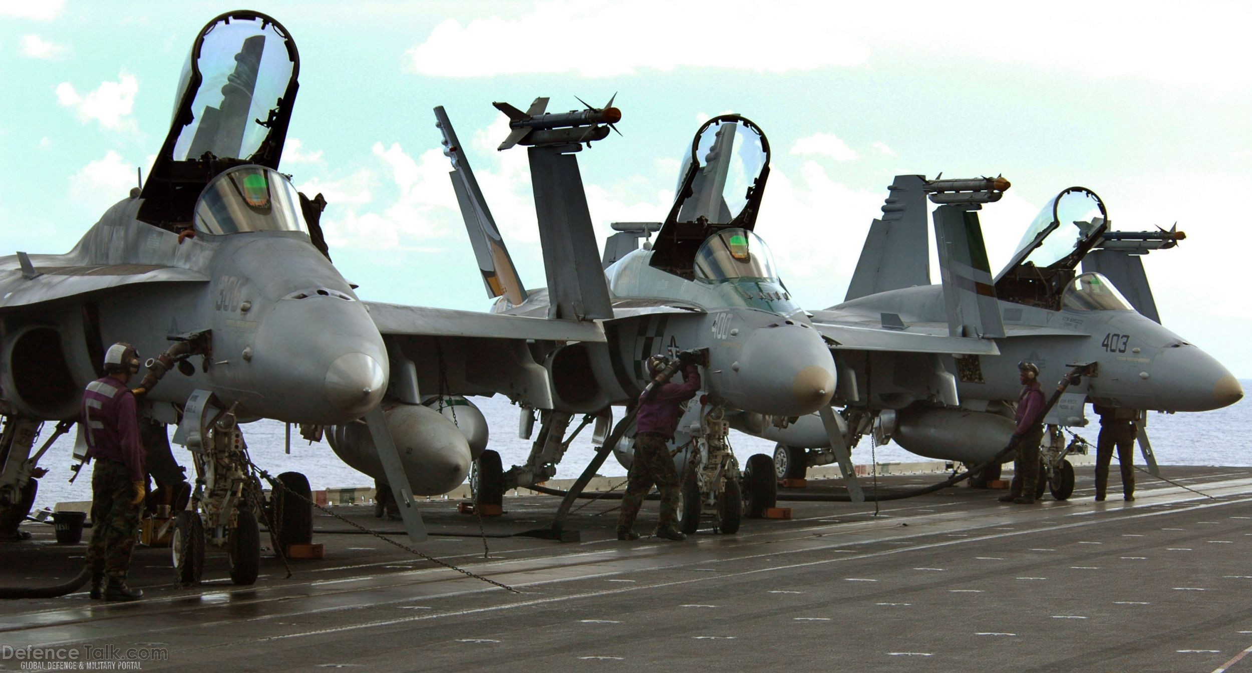 F-18s on USS Kitty Hawk (CV 63) Aircraft Carrier - US Navy