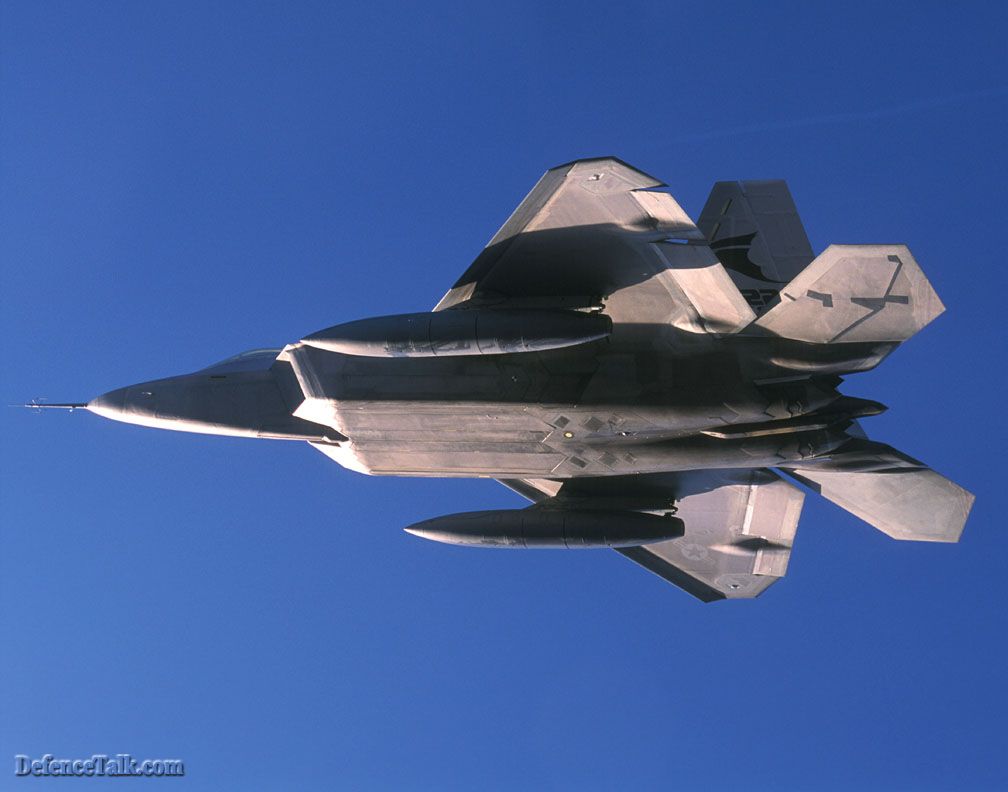 F-22 conducting a drop test.  Chase plane validation 1