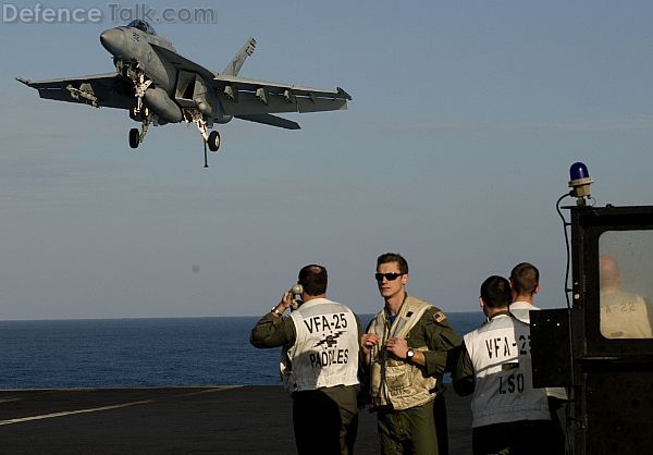 F/A-18 Hornet landing on USS Carl Vinson (CVN 70)