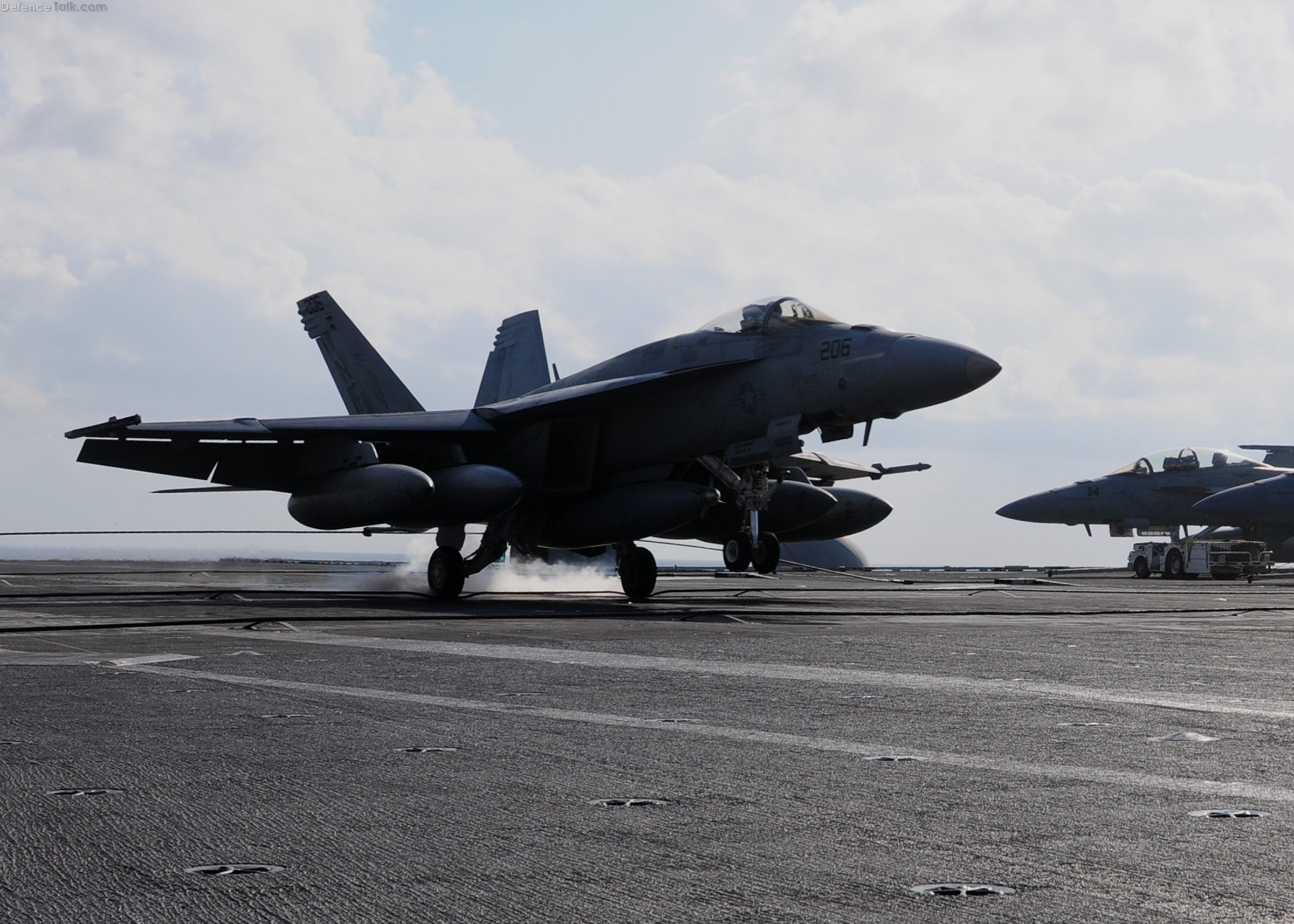 F/A-18 Super Hornet lands on the flight deck