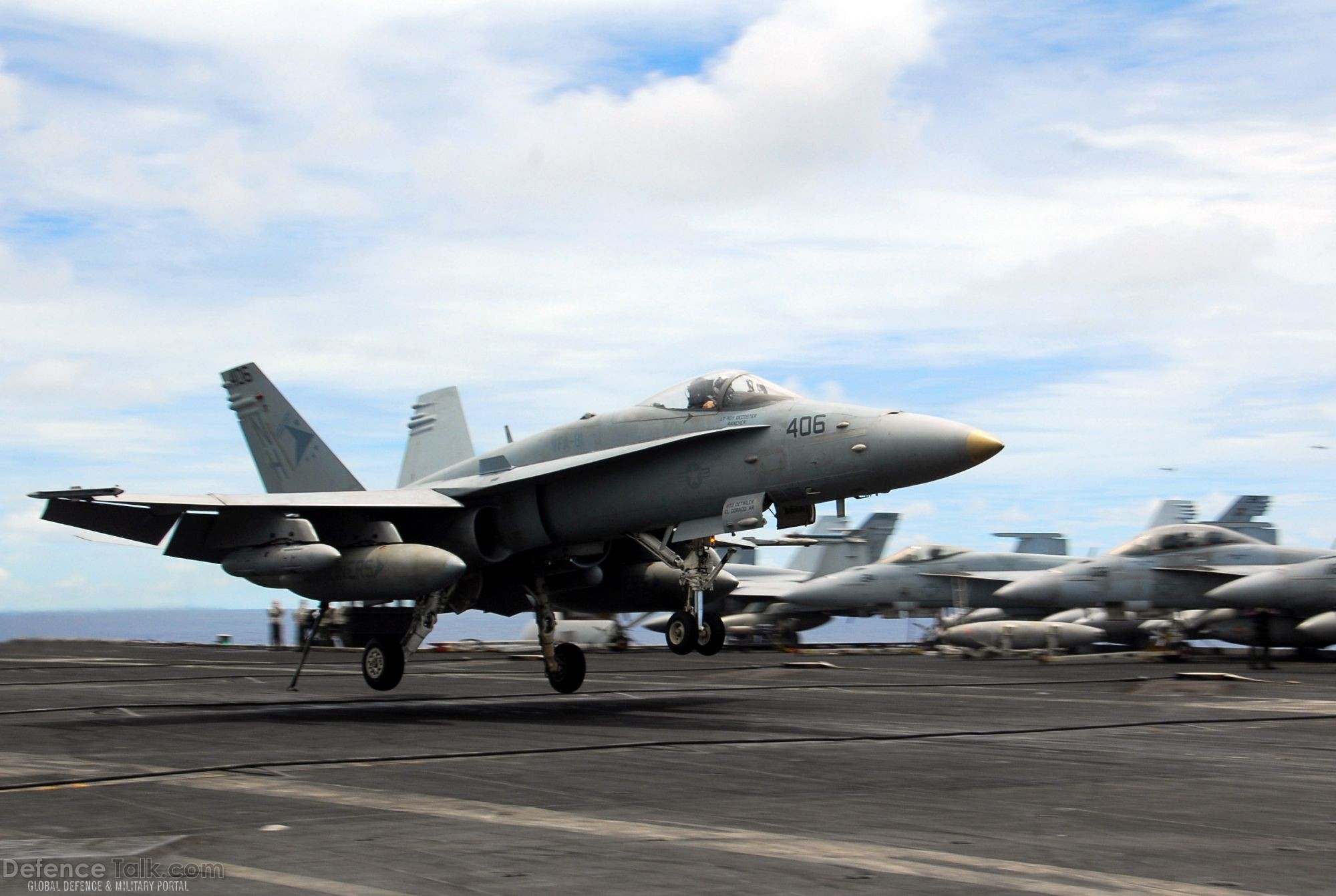 F/A-18C Hornet lands on aircraft carrier