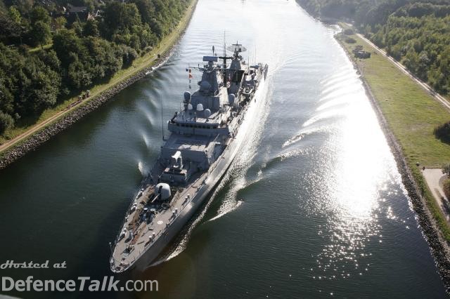 FGS Bayern passing Kiel Canal between Baltic and North Sea.