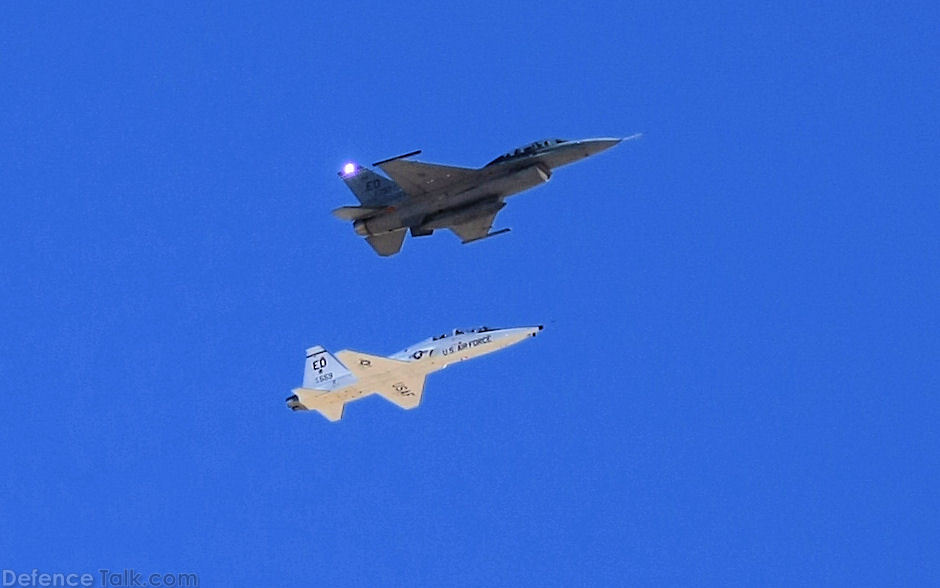 Flight Test Squadron Flyby - T-38 Talon Combat Trainer F-16 Viper Fighter