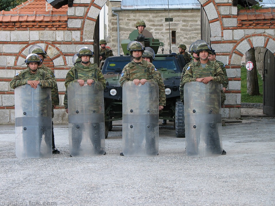 Greek Soldiers defending monastery in Kosovo