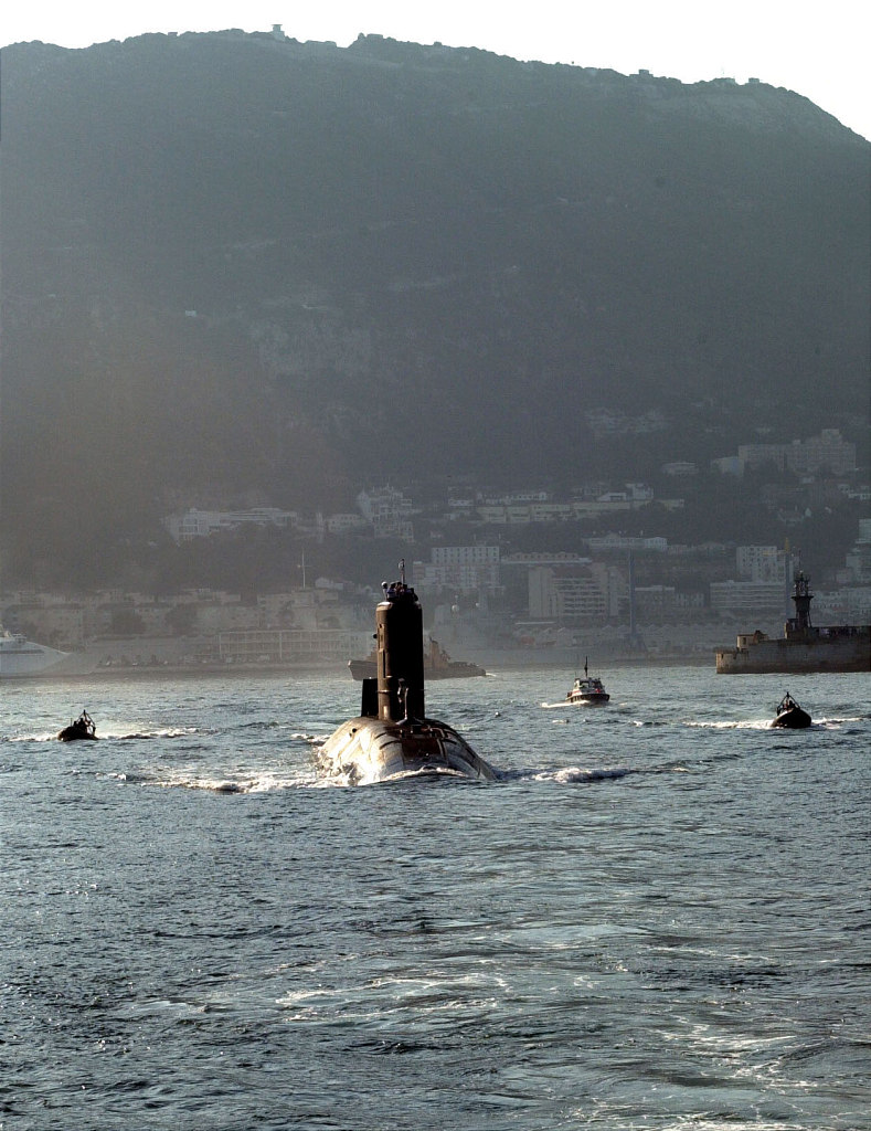 HMS Tireless leaving Gibraltar for operational duties on