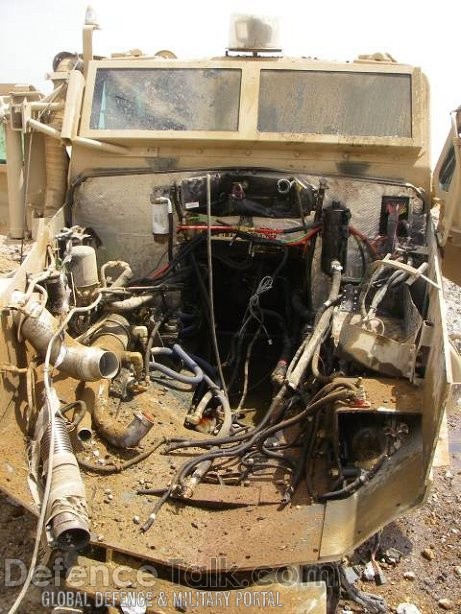 IED destroys USMC Cougar mine resistant vehicle