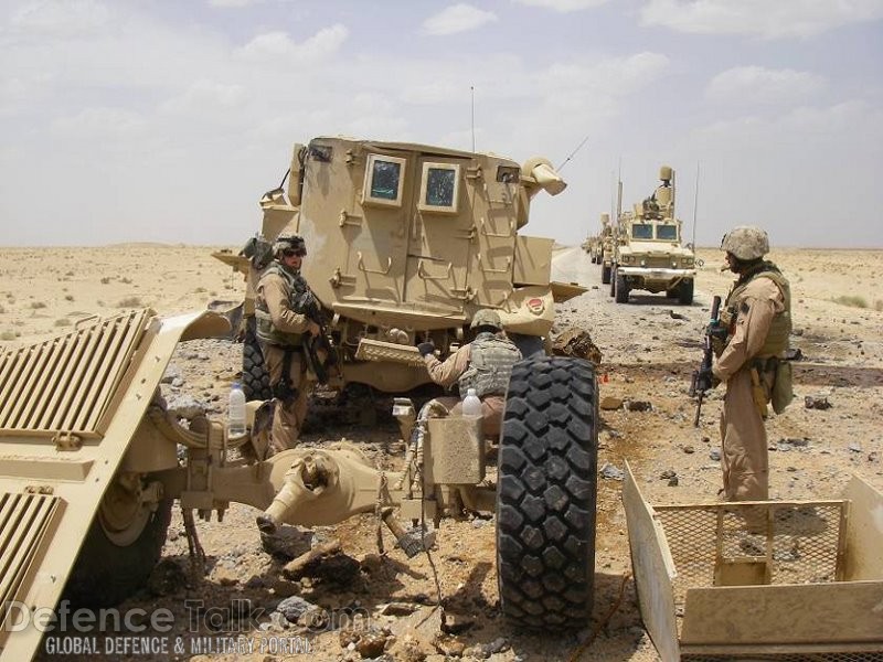 IED destroys USMC Cougar mine resistant vehicle