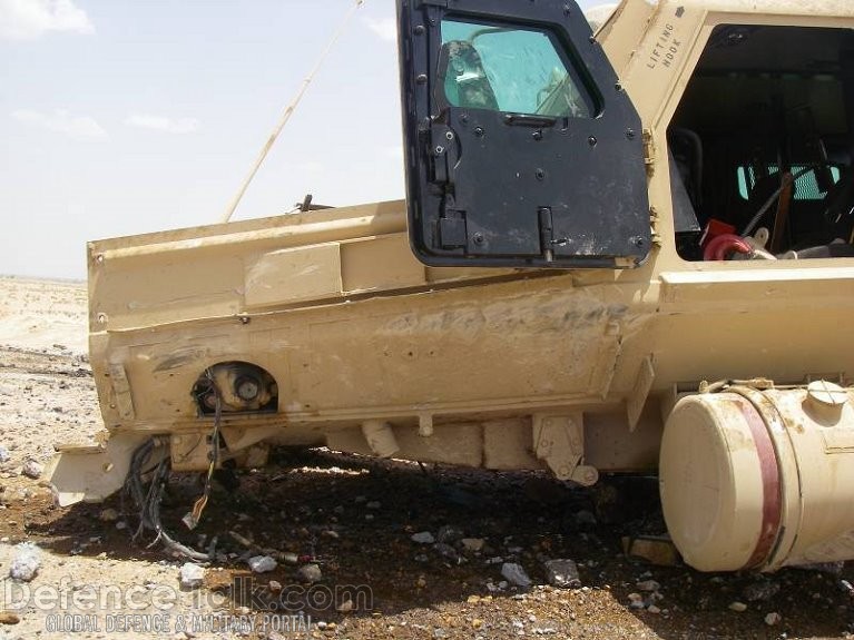 IED destroys USMC Cougar mine resistant vehicle