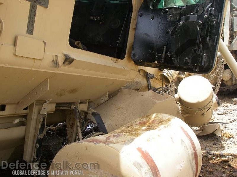 IED destroys USMC Cougar mine resistant vehicle