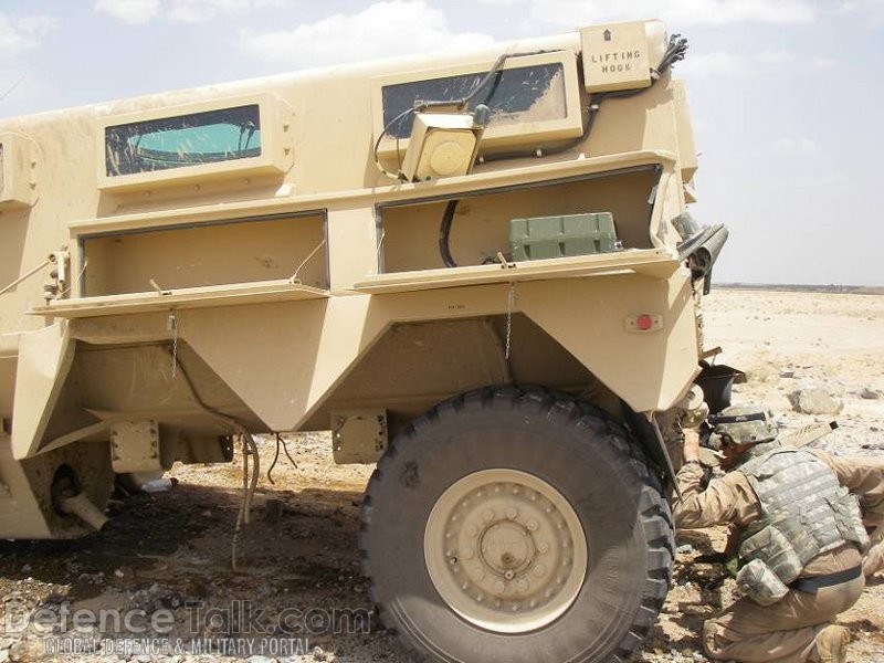 IED destroys USMC Cougar mine resistant vehicle