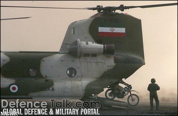 Iranian soldiers leave CH-47 Chinook Helicopter