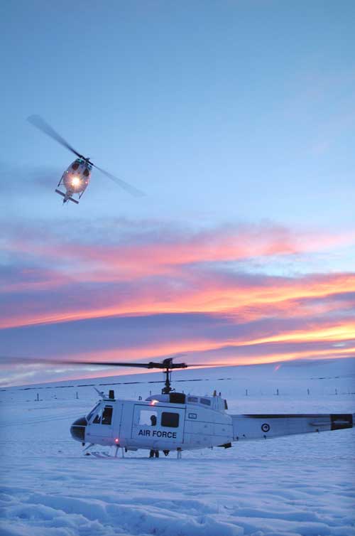 Iroquois Helicopters In Snow