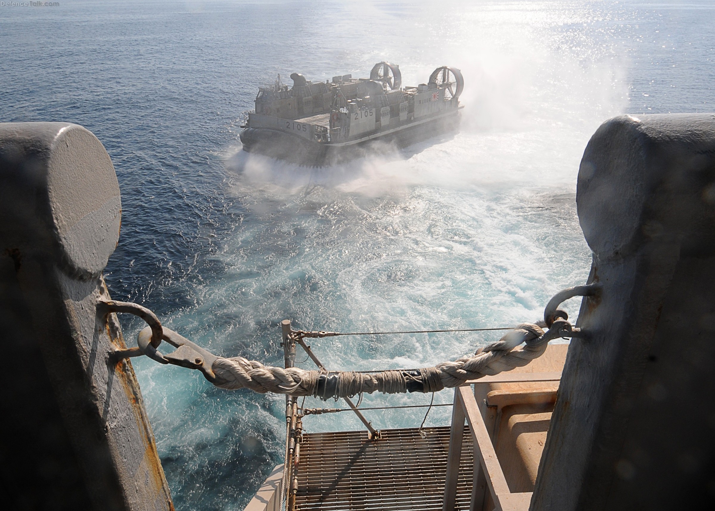 Japanese landing craft air cushion vehicle debarks