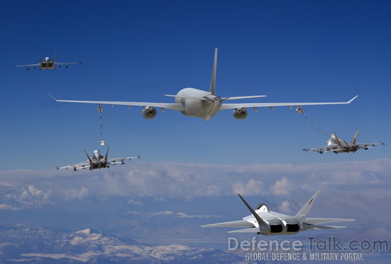 KC-30 refuels F-18 and F-22 Fighters