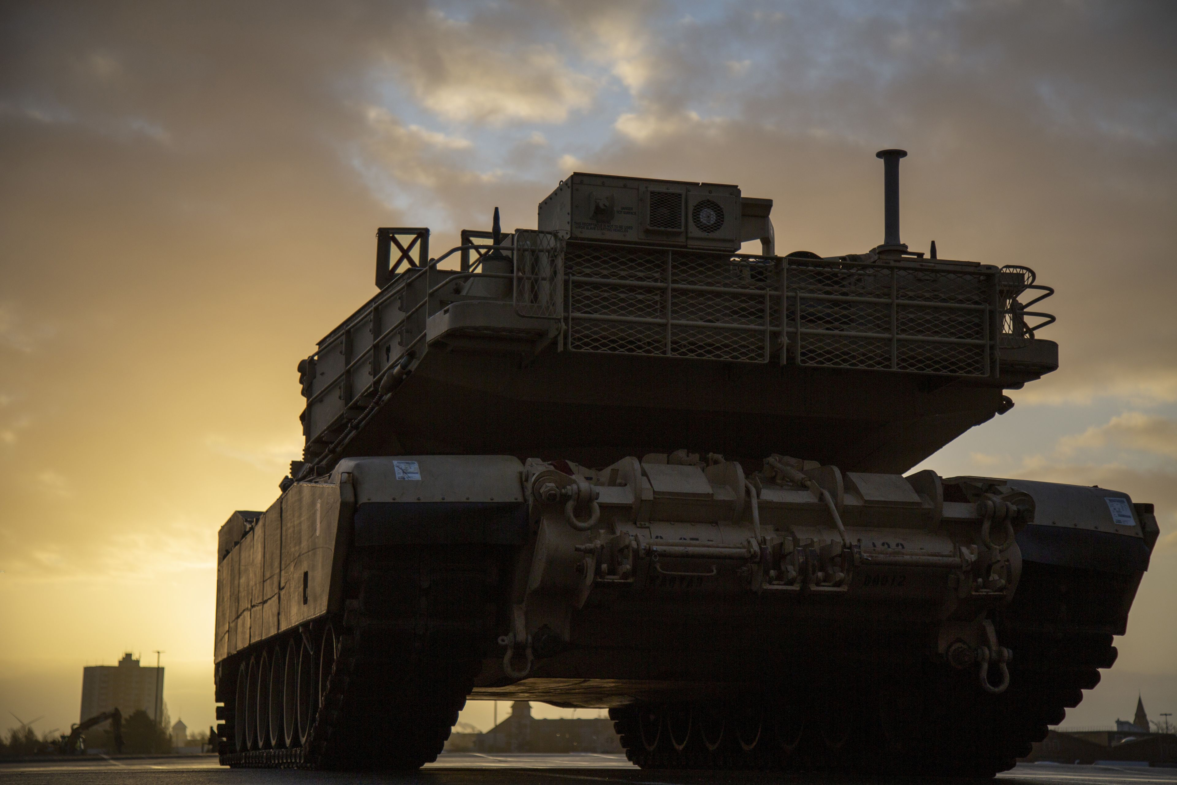 M1A1 Abrams Tank Sits On The Pier At Bremerhaven Port In Germany