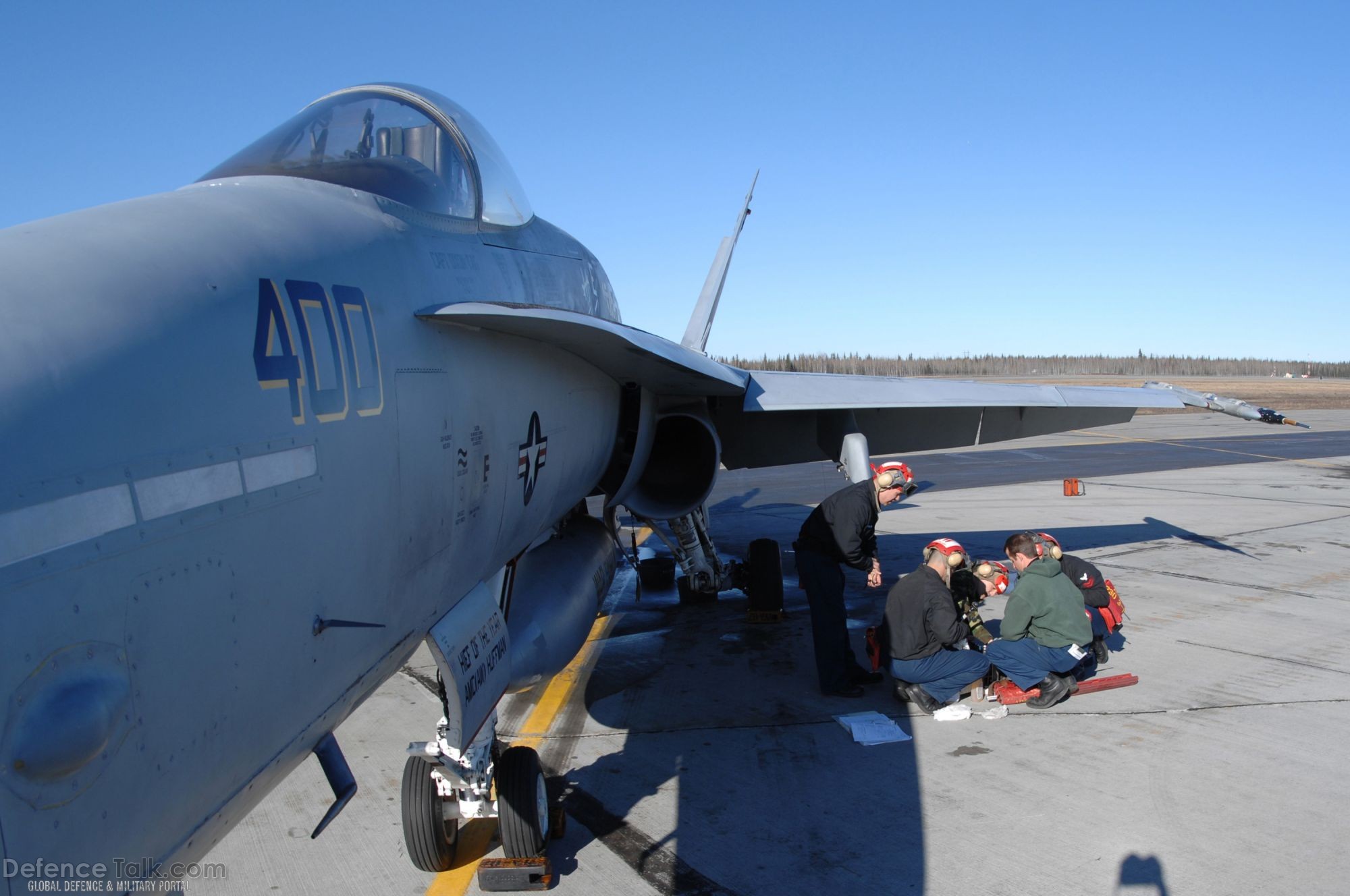 Maintenance on a Navy F/A-18- US Air Force Exercise