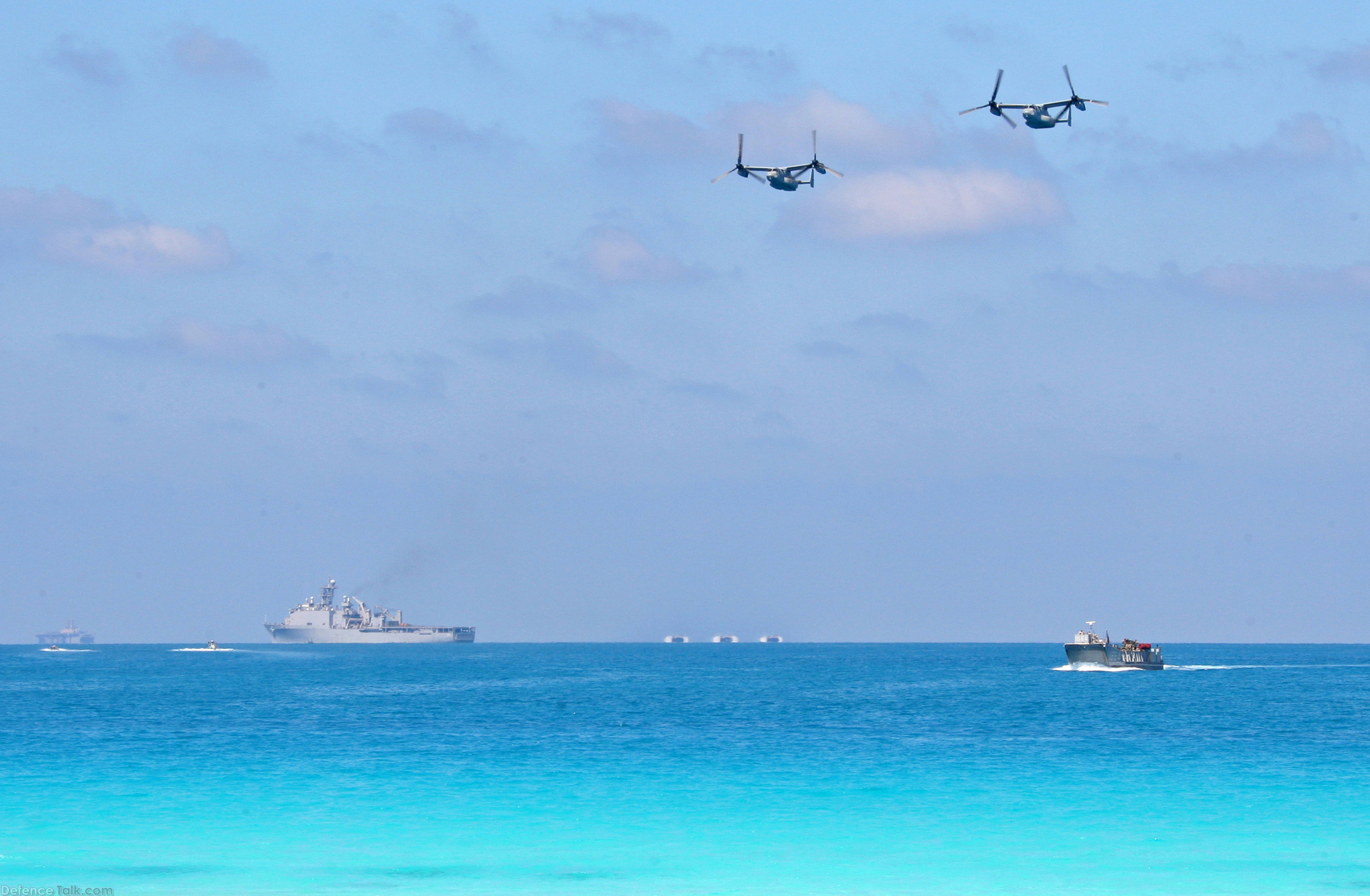 Marines conduct an amphibious landing demonstration