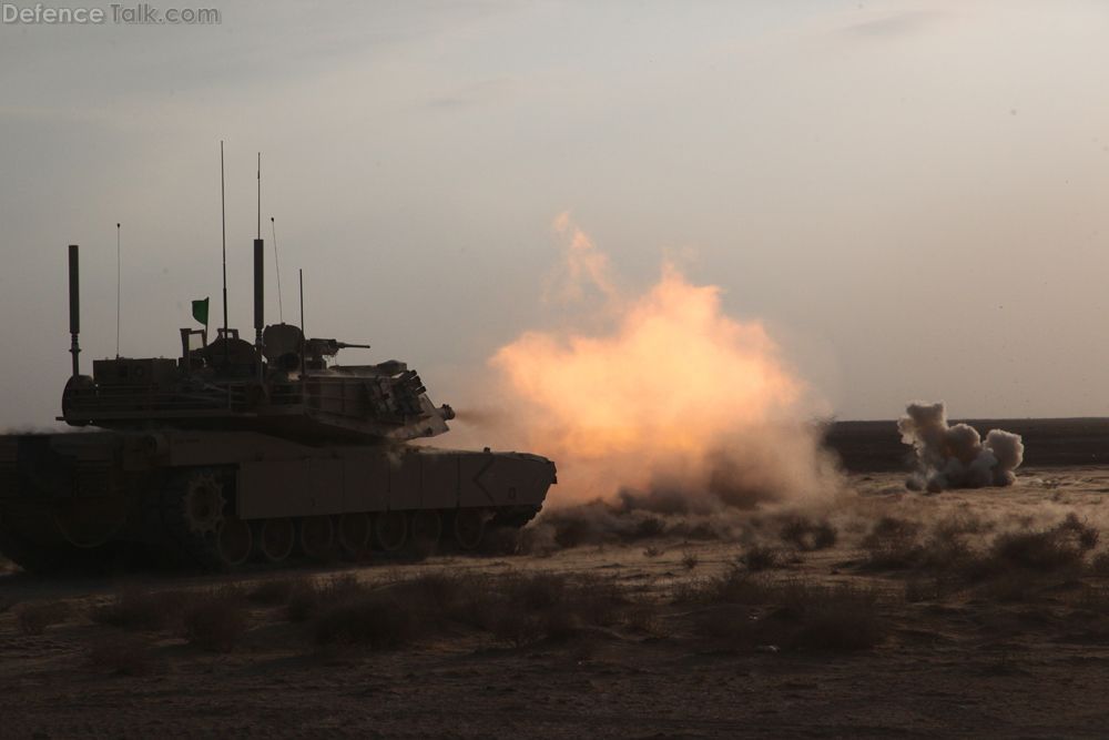 Marines M1A1 Tank Fires its Cannon