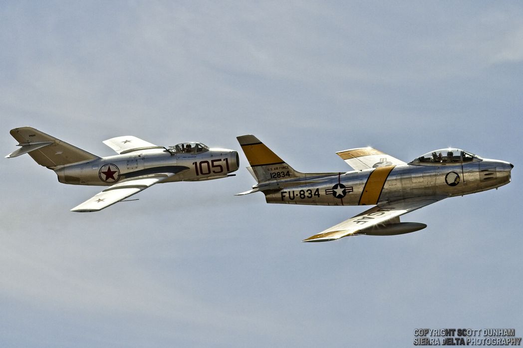 MiG-15 Fagot and F-86 Sabre Fighter Aircraft