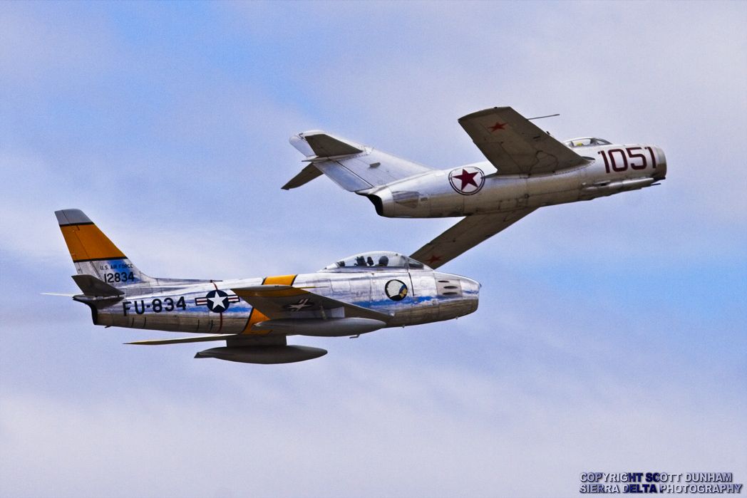 MiG-15 Fagot and F-86 Sabre Fighter Aircraft