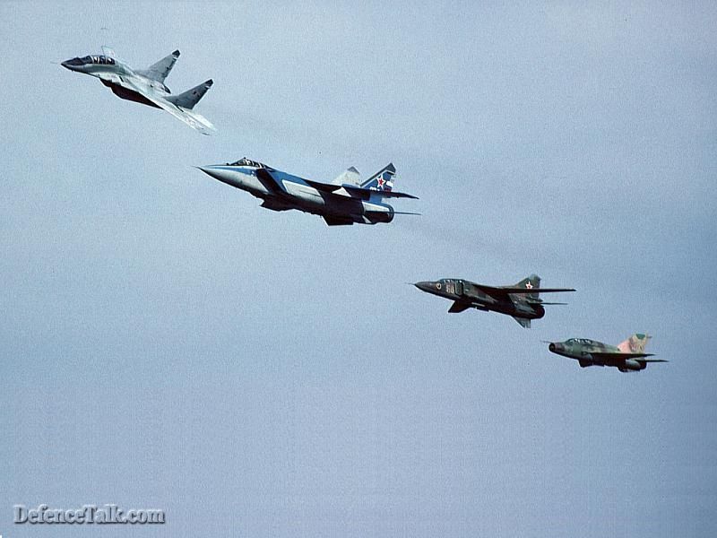 MiG-21UM, MiG-23, MiG-29UB, MiG-31