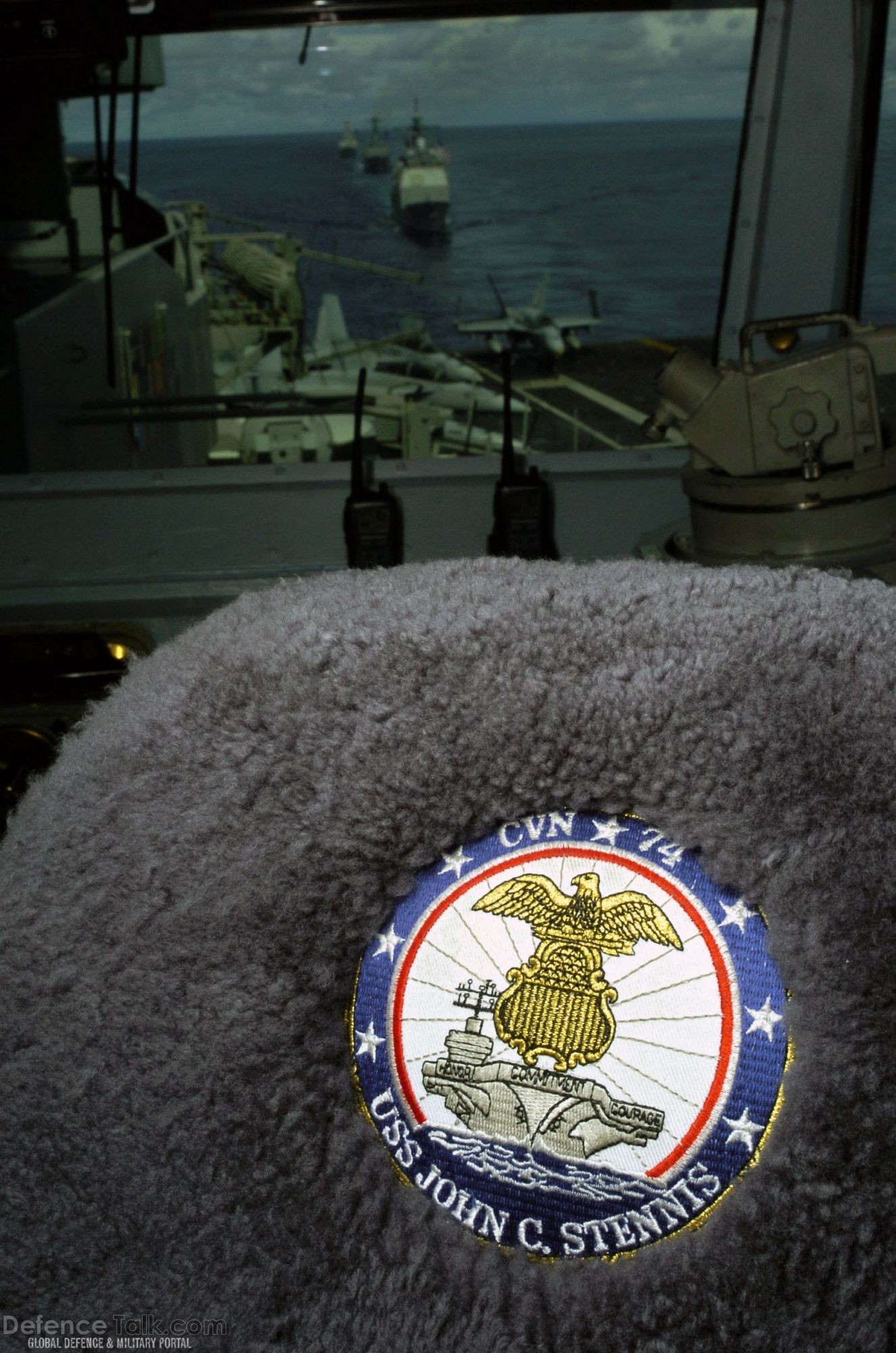 Overlooking the captain's chair on Nimitz-class aircraft carrier