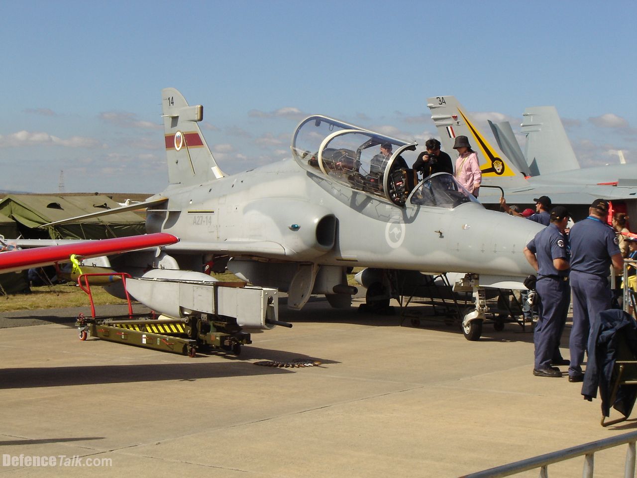 RAAF Hawk Mk 127 lead-in fighter with 30mm gunpod at Avalon Airshow