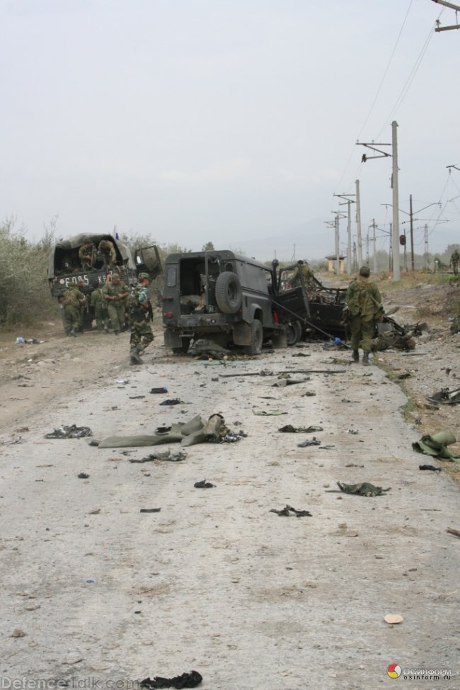 Russian Troops Destroyed Georgian vehicles