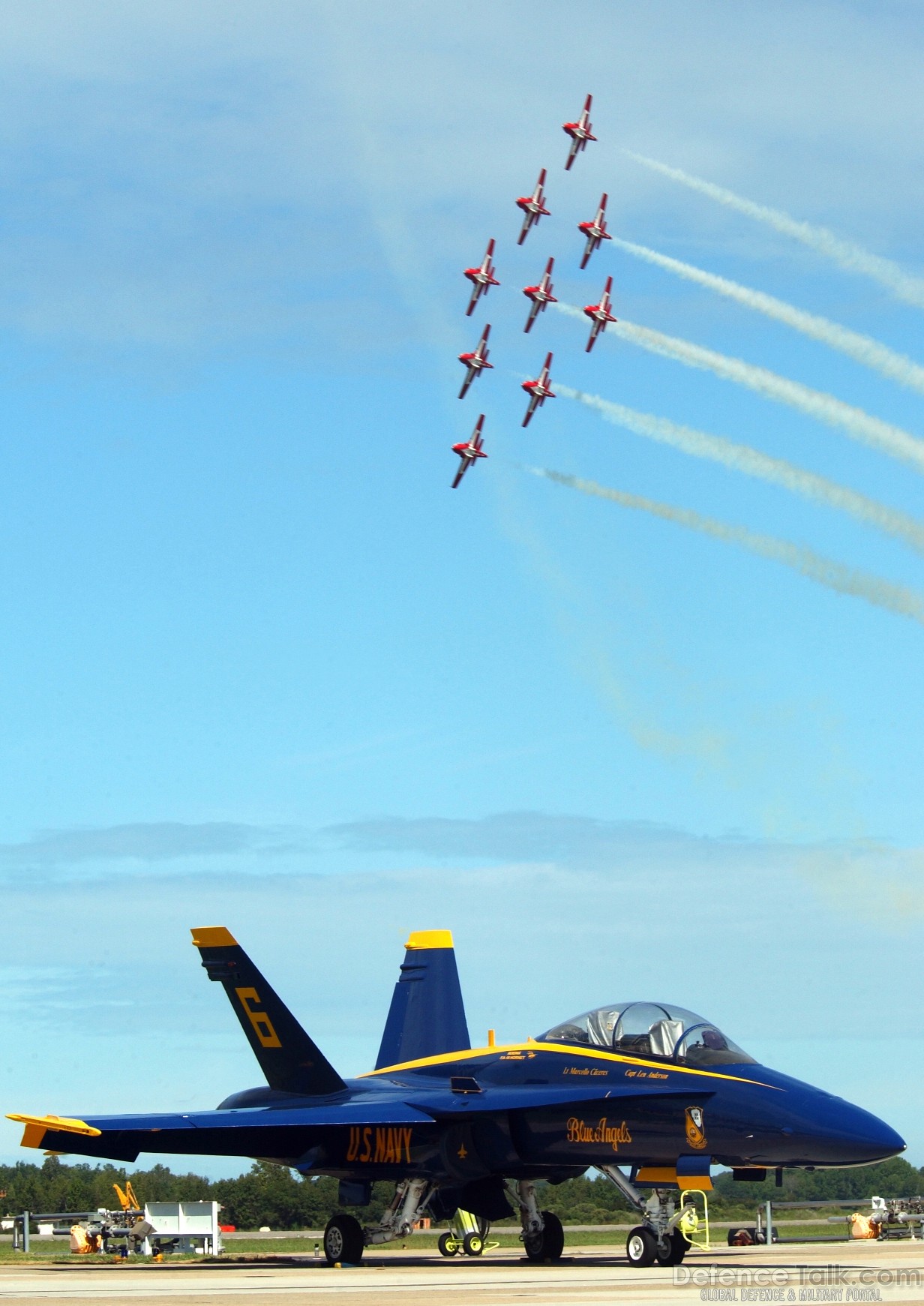 Snowbirds over the F/A-18 Hornet - US Navy