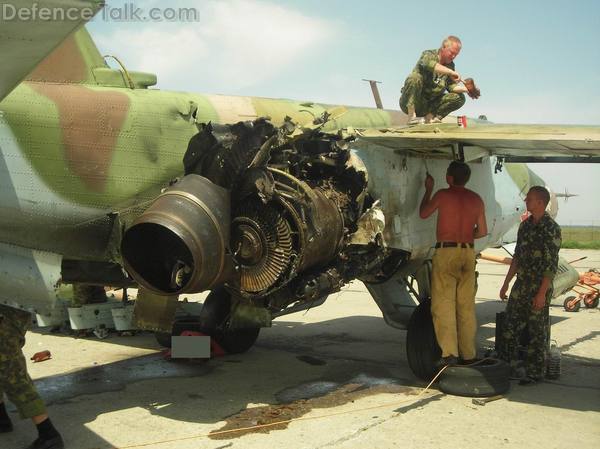 Su-25 damaged by MANPADS over Georgia