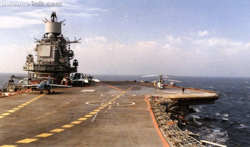Su-25UTG, Su-33, and Ka-27 on Kuznetsov