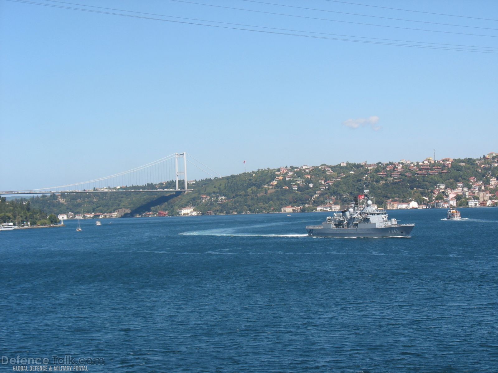 TCG F243 Turkish Navy Frigate passing Istanbul Straits