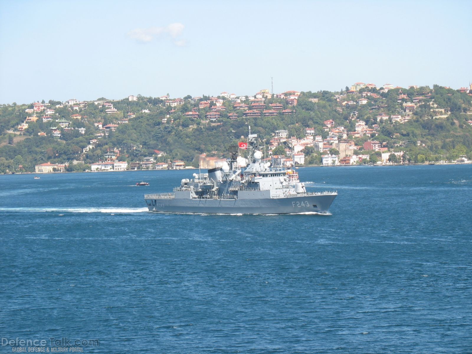 TCG F243 Turkish Navy Frigate passing Istanbul Straits