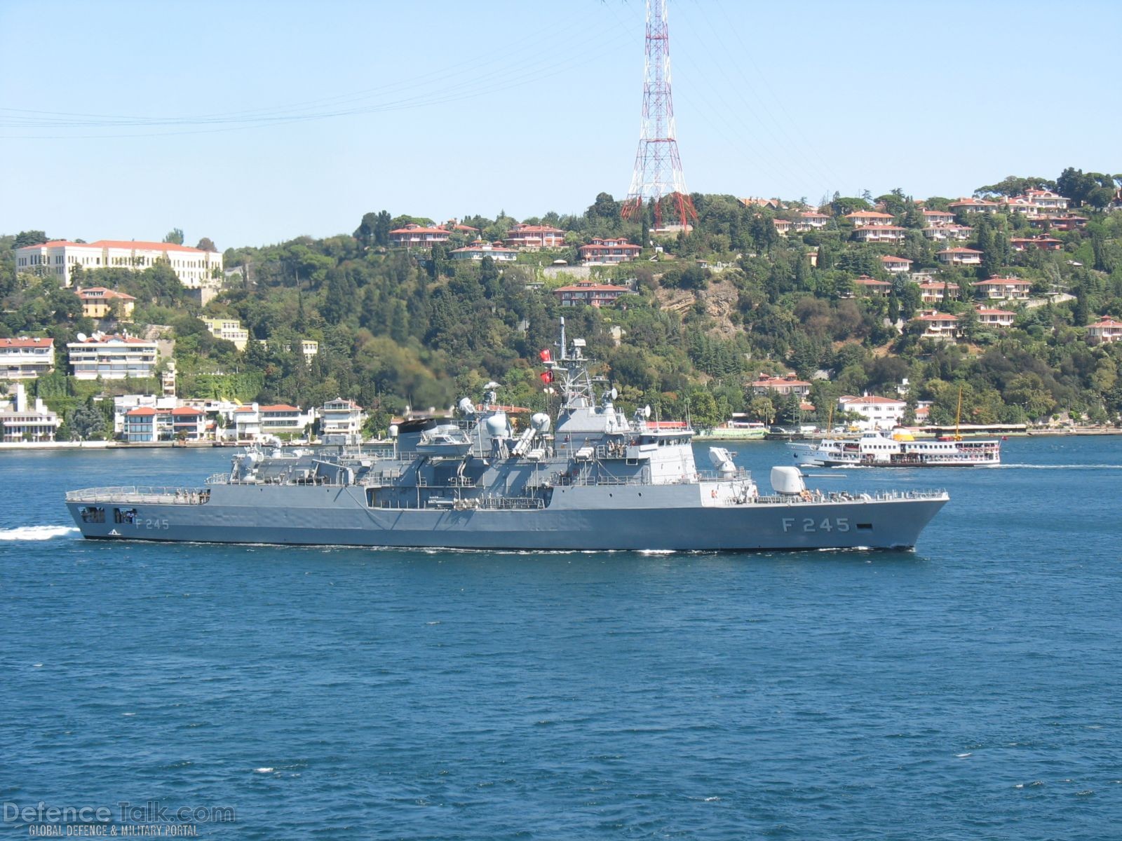 TCG F245 Orucreis, Turkish Navy Frigate passing Istanbul Straits