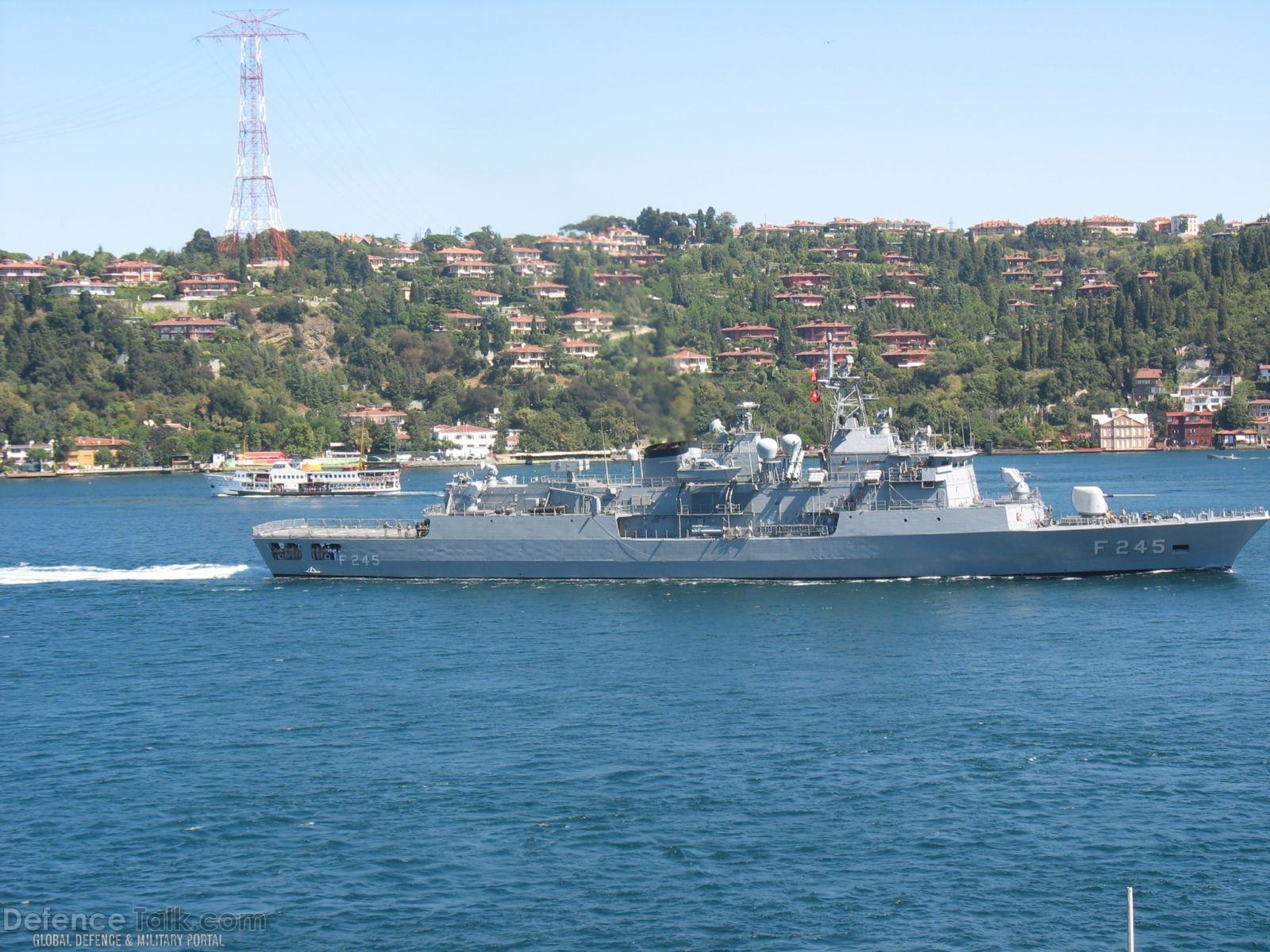 TCG F245 Orucreis, Turkish Navy Frigate passing Istanbul Straits