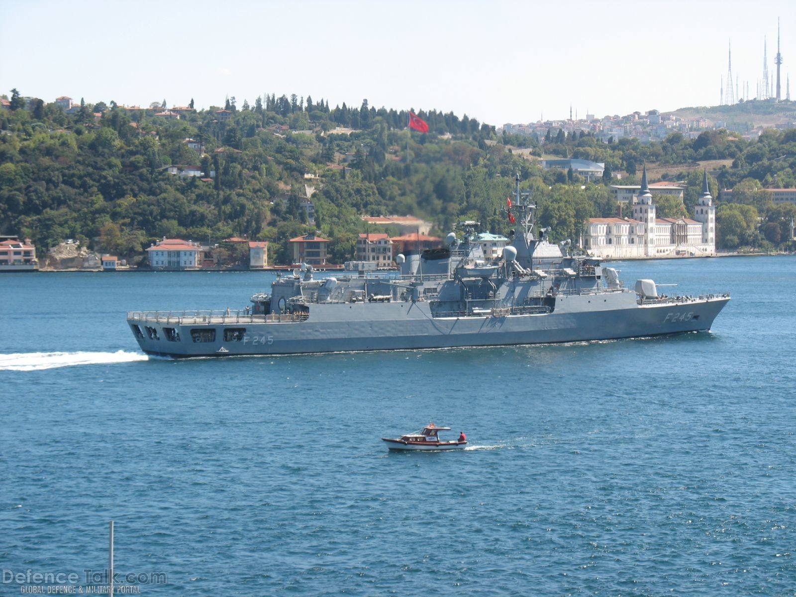 TCG F245 Orucreis, Turkish Navy Frigate passing Istanbul Straits