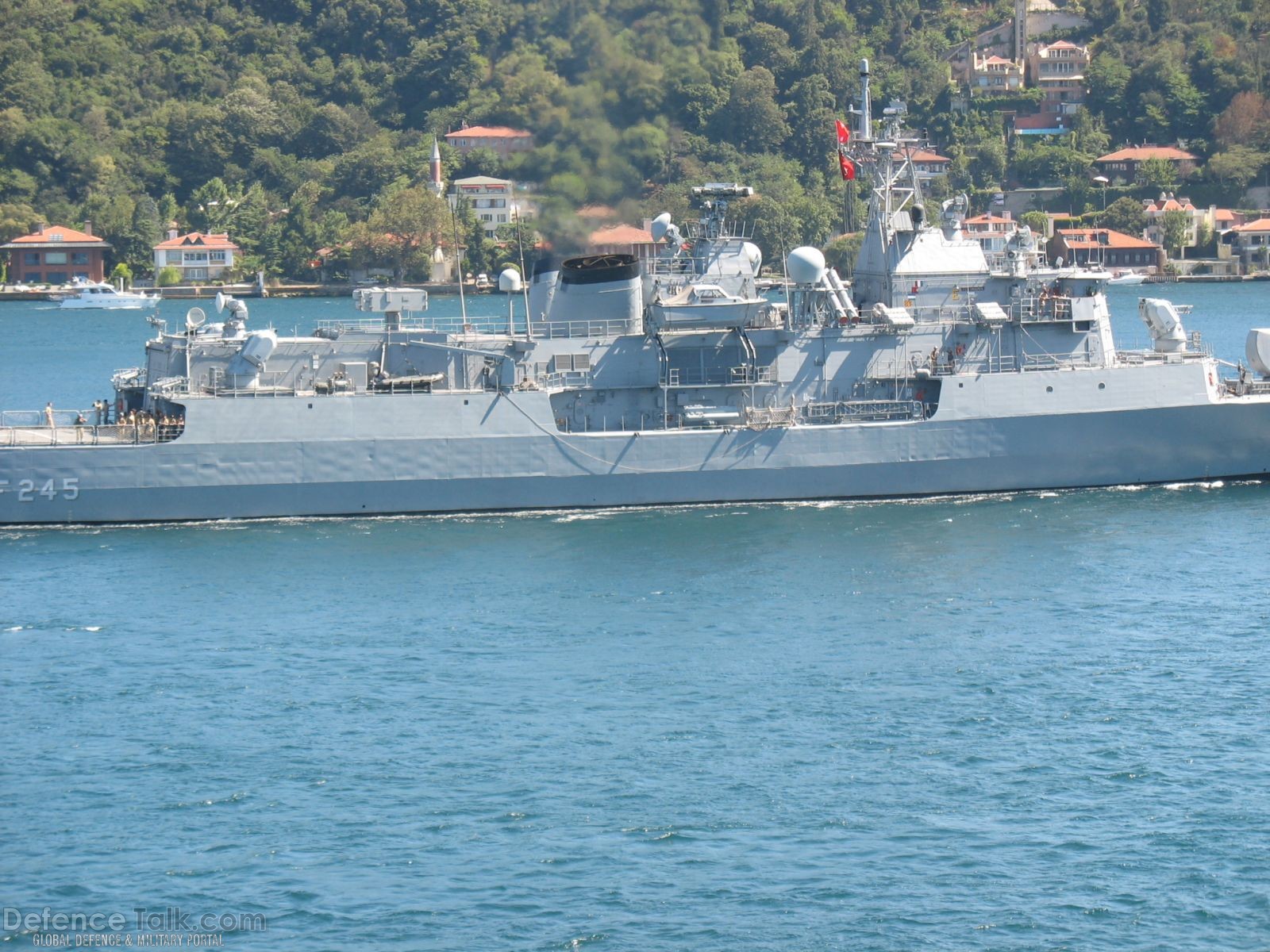 TCG F245 Orucreis, Turkish Navy Frigate passing Istanbul Straits