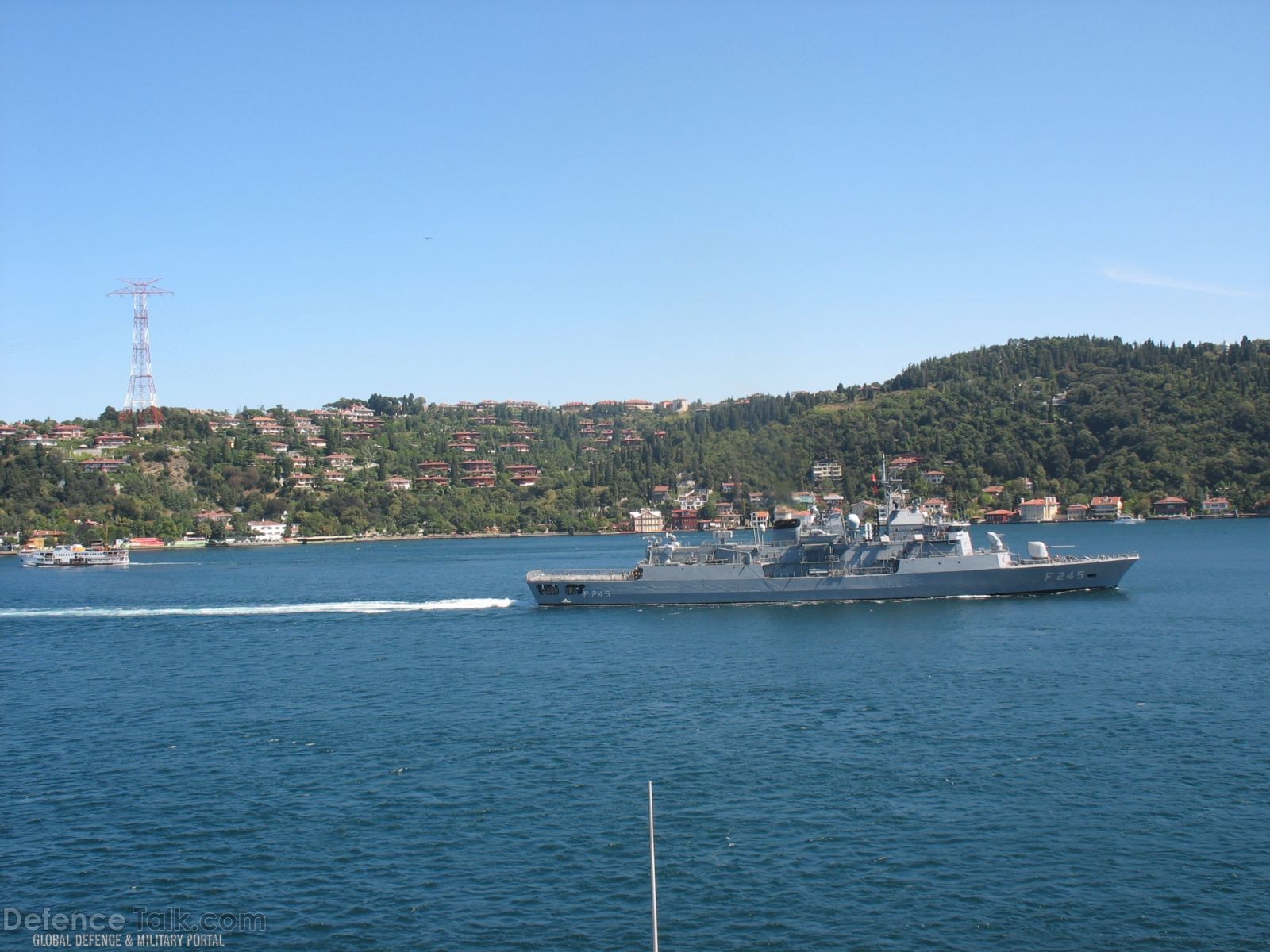 TCG F245 Orucreis, Turkish Navy Frigate passing Istanbul Straits