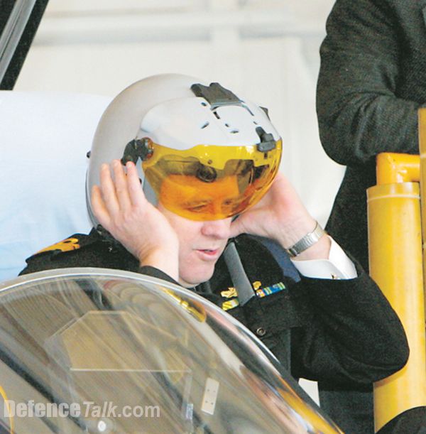 The first Joint Helmet Mounted Cueing System fitted to a RAAF Hornet.