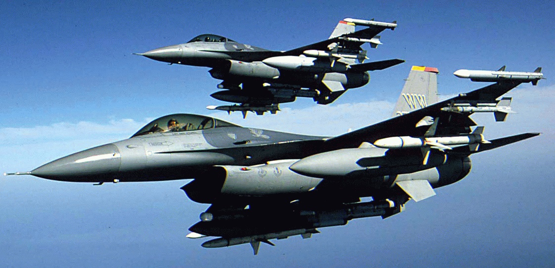 two f-16s