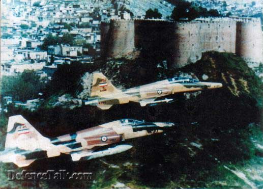 Two IIAF F-5 (Tiger)  Passing a Fortress.