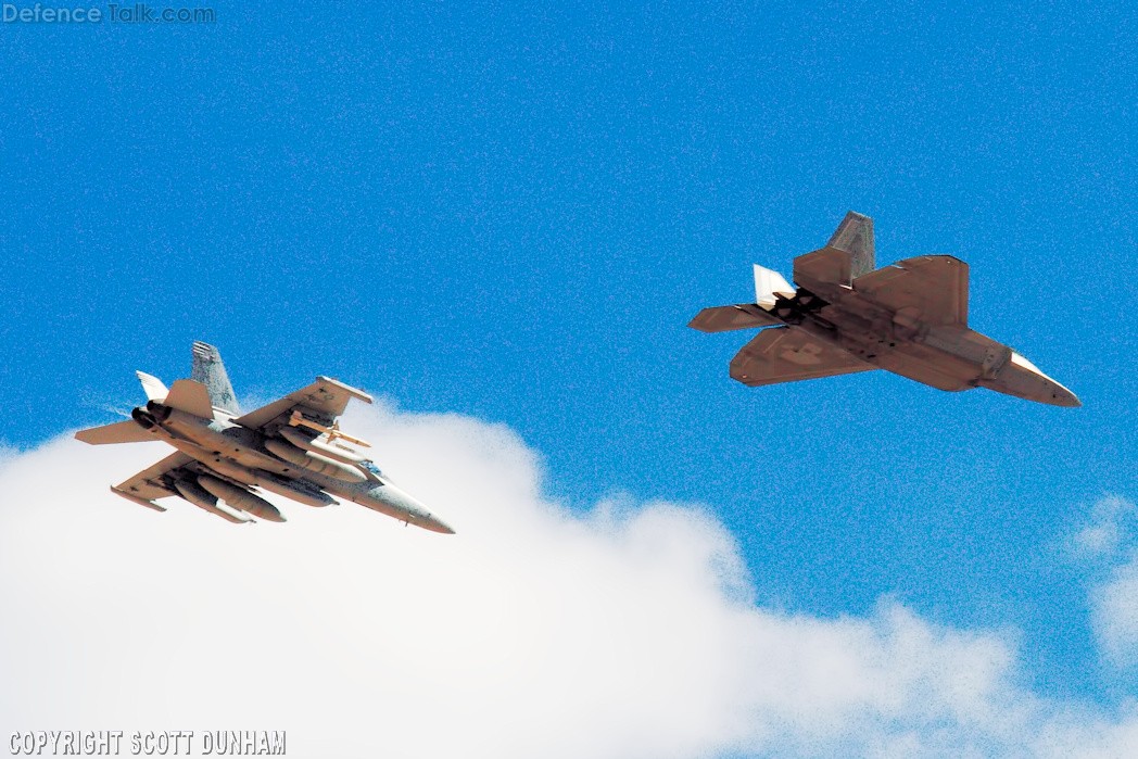 US Navy EA-18G Growler & USAF F-22A Raptor