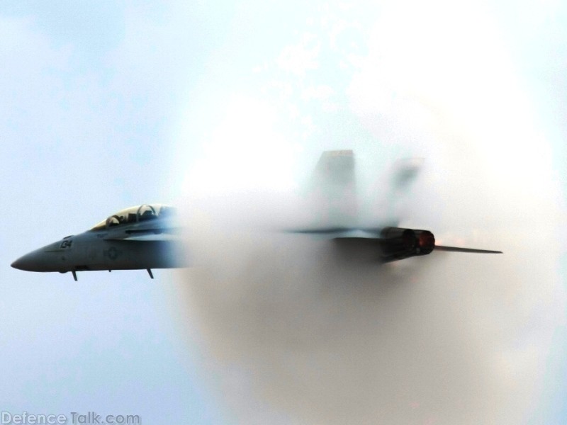 US Navy F/A-18F Super Hornet Approaching Mach 1