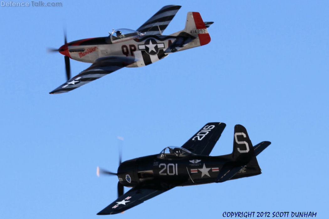 USAAC P-51 Mustang and US Navy F8F Bearcat Fighters