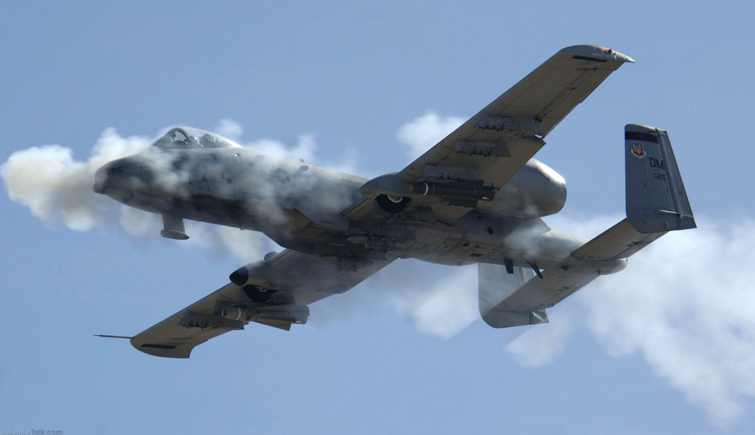 USAF A-10 fires 30 mm GAU-8/A Avenger Gatling gun.