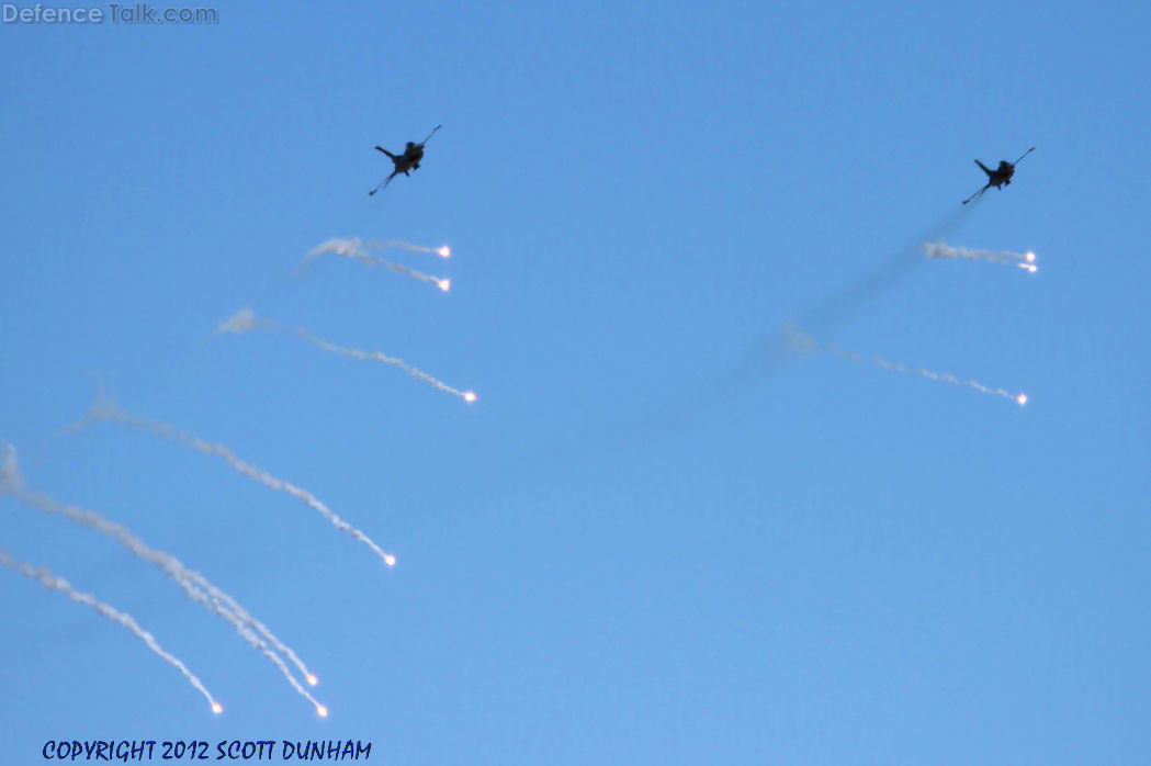 USAF Aggressor F-16 Falcon Fighters Deploy Flares