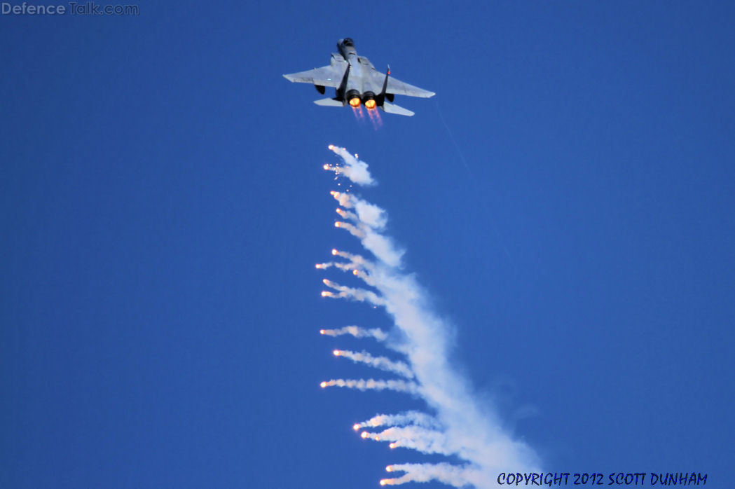 USAF F-15C Eagle Deploys Flares
