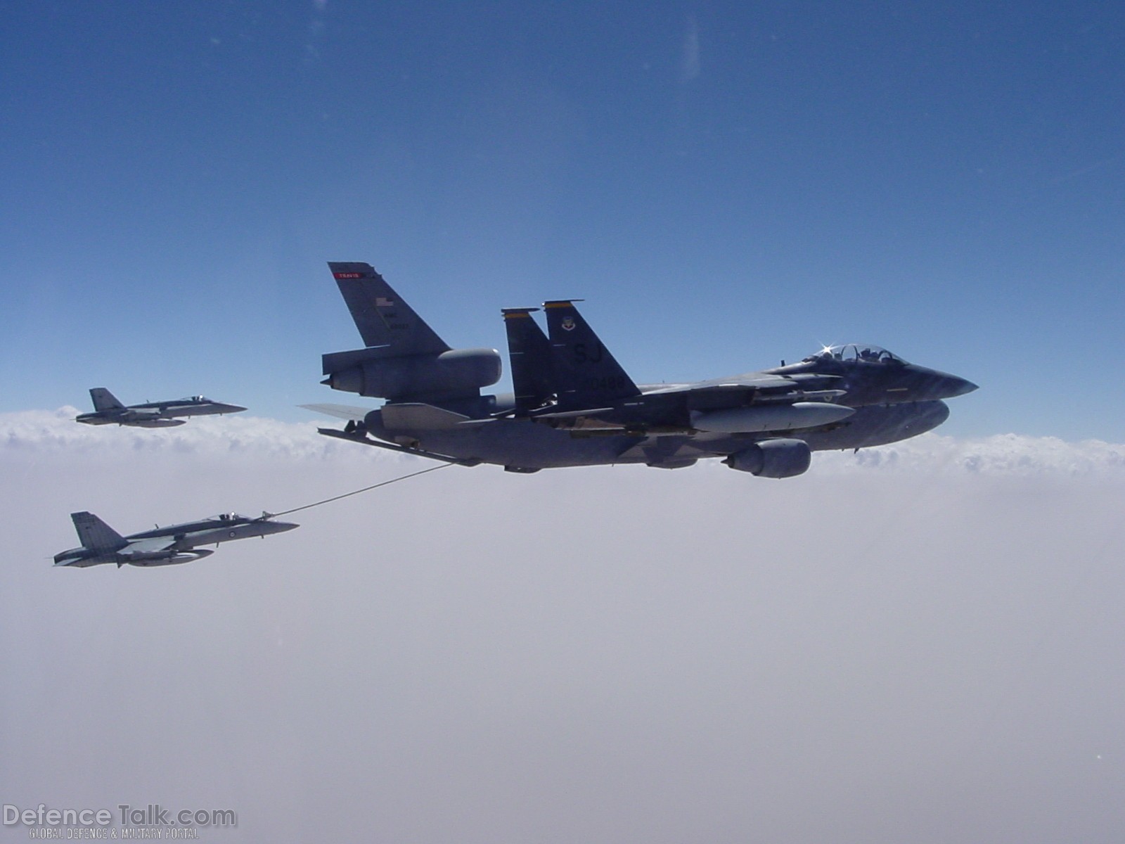 USAF F-15E & RAAF F/A-18 tanking on USAF KC-10