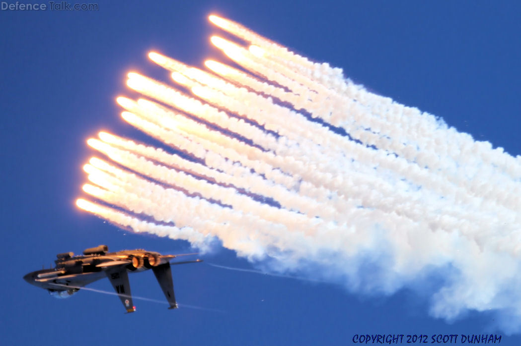 USAF F-15E Strike Eagle Deploys Flares