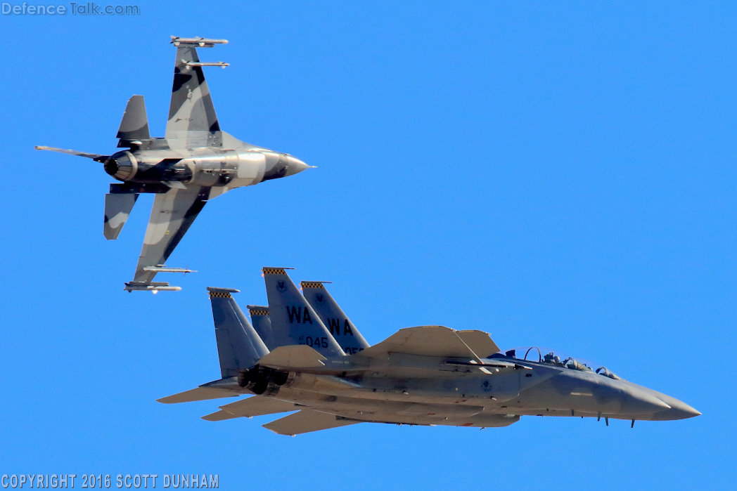 USAF F-16 Aggressor & F-15D Eagle Air Superiority Fighters